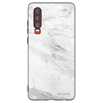 Picasee silikonowe czarne etui na Huawei P30 - White marble