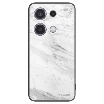 Picasee silikonowe czarne etui na Xiaomi Redmi Note 14S - White marble