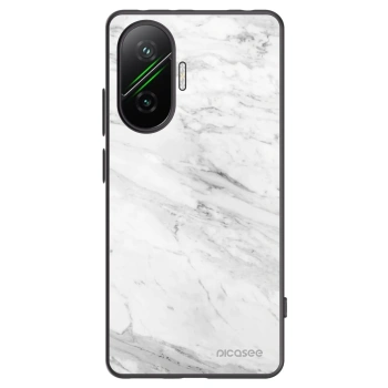 Picasee silikonowe czarne etui na Xiaomi Poco F7 5G - White marble