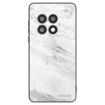 Picasee silikonowe czarne etui na OnePlus 13 5G - White marble