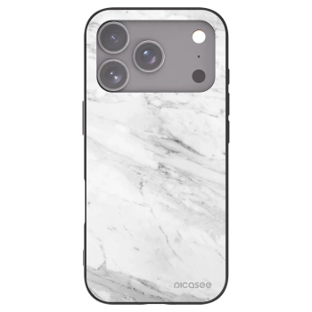 Picasee silikonowe czarne etui na Apple iPhone 17 Pro - White marble