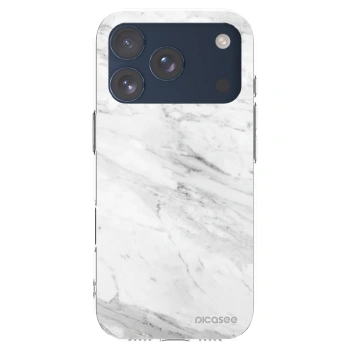 Picasee silikonowe przeźroczyste etui na Apple iPhone 17 Pro - White marble