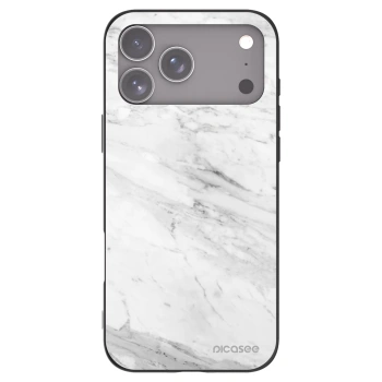 Picasee silikonowe czarne etui na Apple iPhone 17 Pro Max - White marble