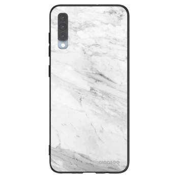 Picasee silikonowe czarne etui na Samsung Galaxy A70 A705F - White marble