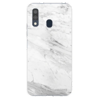 Picasee silikonowe przeźroczyste etui na Samsung Galaxy A40 A405F - White marble