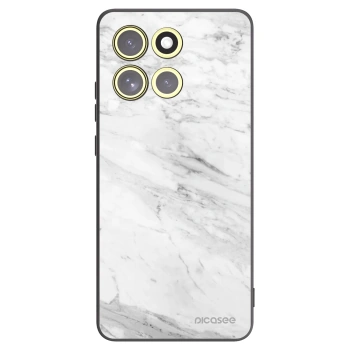 Picasee silikonowe czarne etui na Motorola Moto G86 5G - White marble