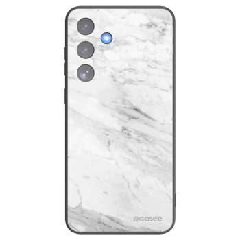 Picasee silikonowe czarne etui na Samsung Galaxy S25 FE 5G - White marble