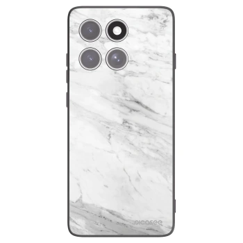 Picasee silikonowe czarne etui na Motorola Edge 60 Fusion - White marble