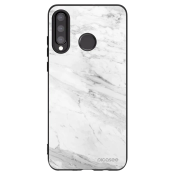 Picasee silikonowe czarne etui na Huawei P30 Lite - White marble