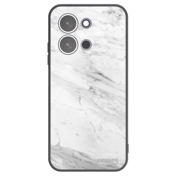 Picasee silikonowe czarne etui na Xiaomi Redmi 15C 5G - White marble