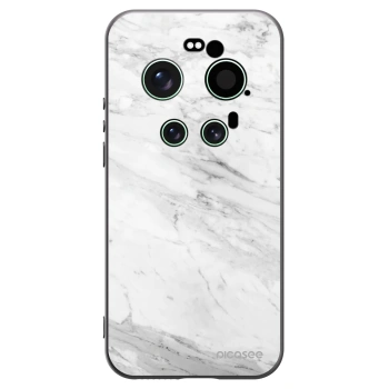 Picasee silikonowe czarne etui na Xiaomi 17 Ultra - White marble