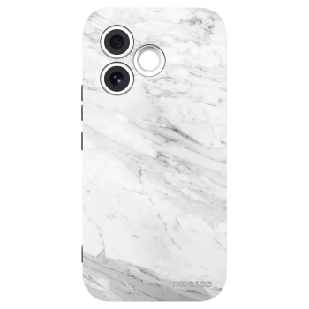 Picasee silikonowe czarne etui na Honor 600 Lite - White marble