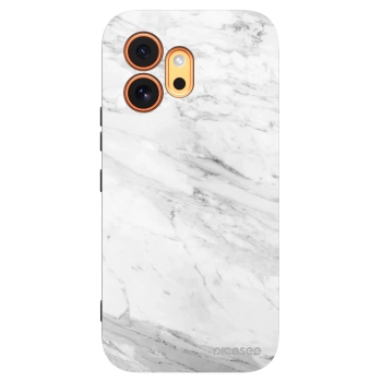 Picasee silikonowe czarne etui na Honor 600 - White marble