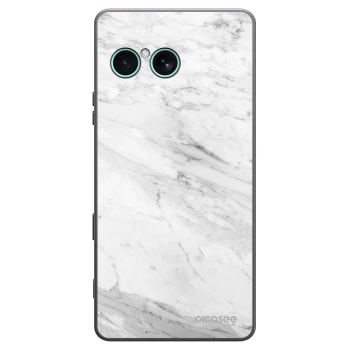 Picasee silikonowe czarne etui na Sony Xperia 10 VII - White marble