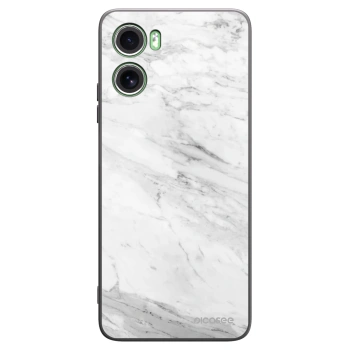 Picasee silikonowe czarne etui na Motorola Moto G06 - White marble