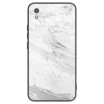 Picasee silikonowe czarne etui na Xiaomi Redmi 7A - White marble