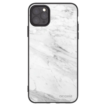 Picasee silikonowe czarne etui na Apple iPhone 11 Pro Max - White marble