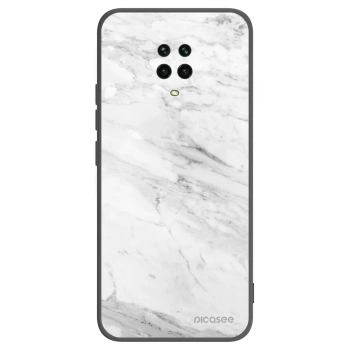 Picasee silikonowe czarne etui na Xiaomi Redmi Note 9 Pro - White marble