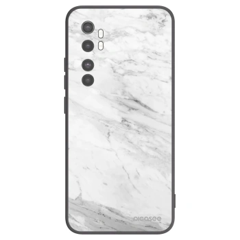 Picasee silikonowe czarne etui na Xiaomi Mi Note 10 Lite - White marble