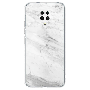 Picasee silikonowe przeźroczyste etui na Xiaomi Redmi Note 9S - White marble