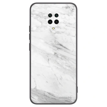 Picasee silikonowe czarne etui na Xiaomi Redmi Note 9S - White marble