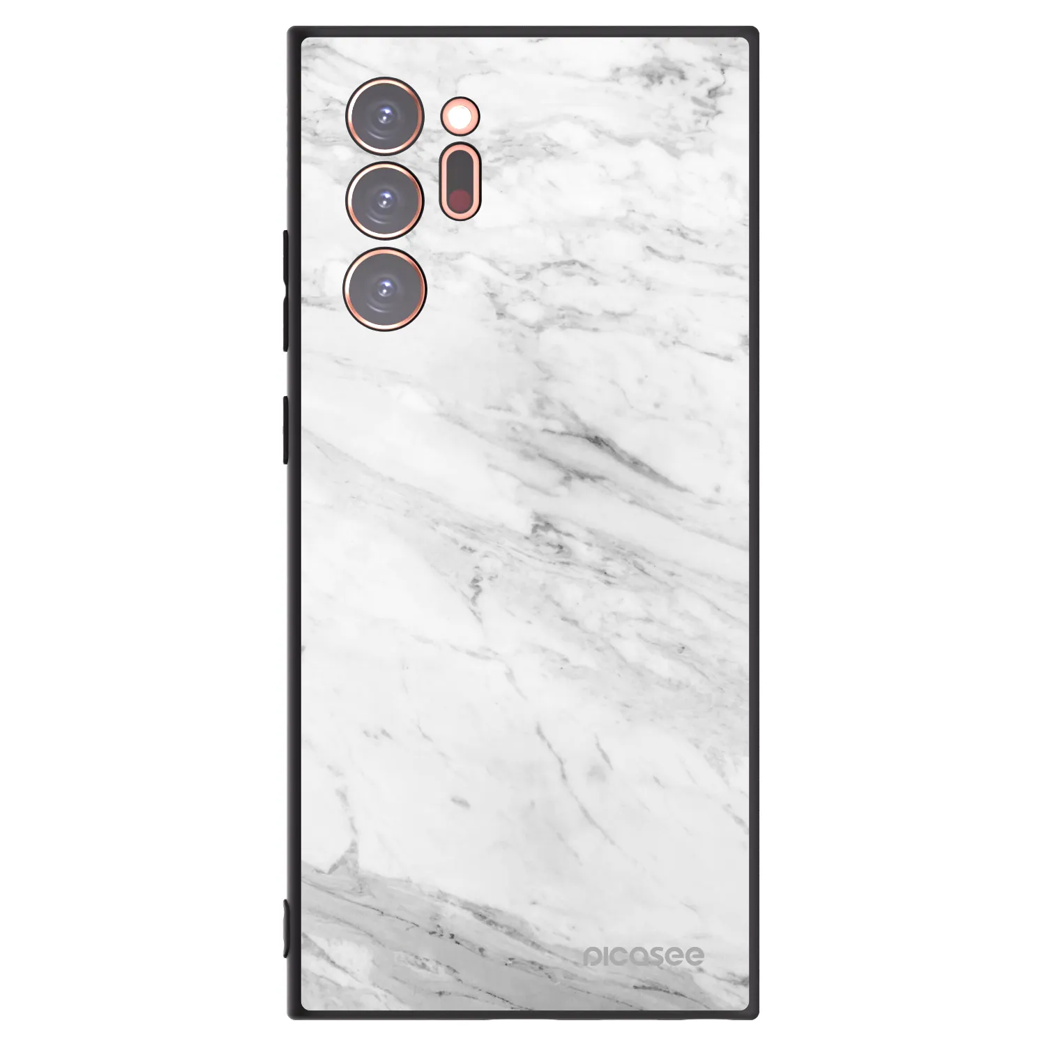 Picasee silikonowe czarne etui na Samsung Galaxy Note 20 Ultra - White marble