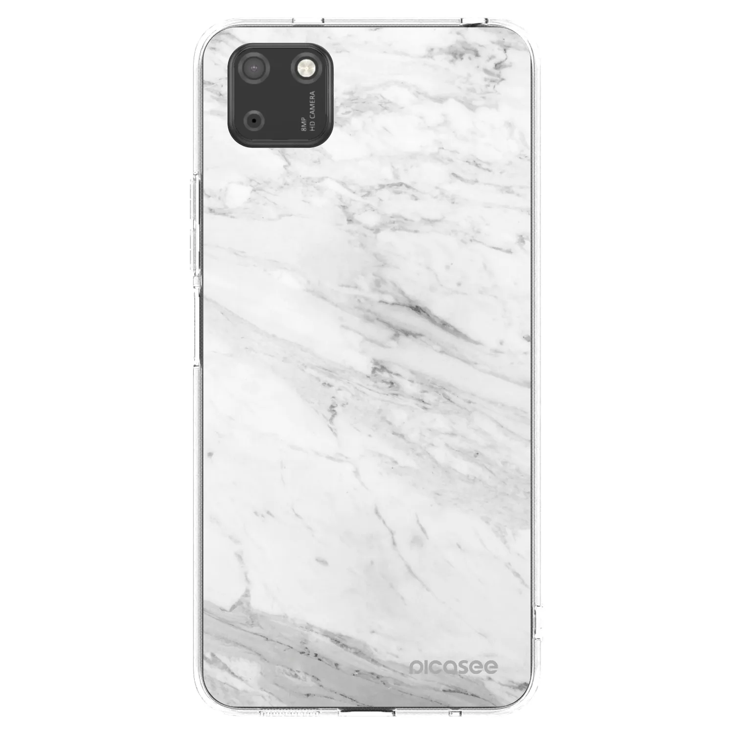 Picasee silikonowe przeźroczyste etui na Huawei Y5P - White marble