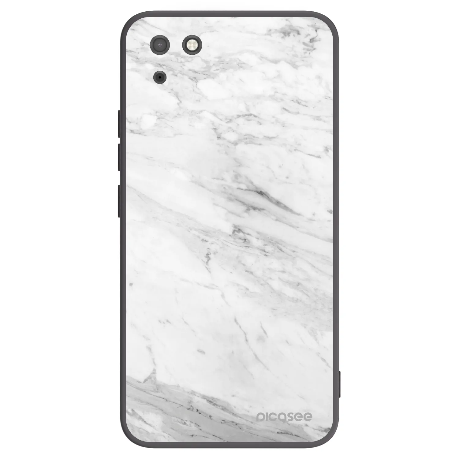 Picasee silikonowe czarne etui na Huawei Y5P - White marble