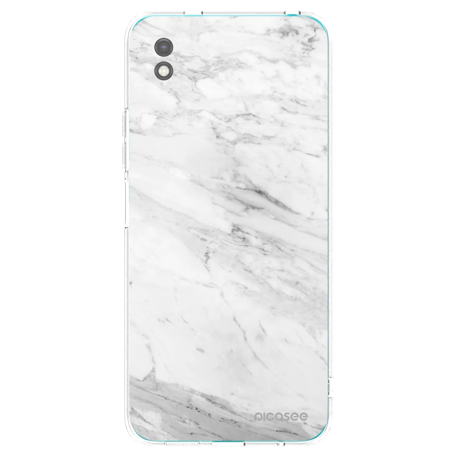 Picasee silikonowe czarne etui na Xiaomi Redmi 9A - White marble