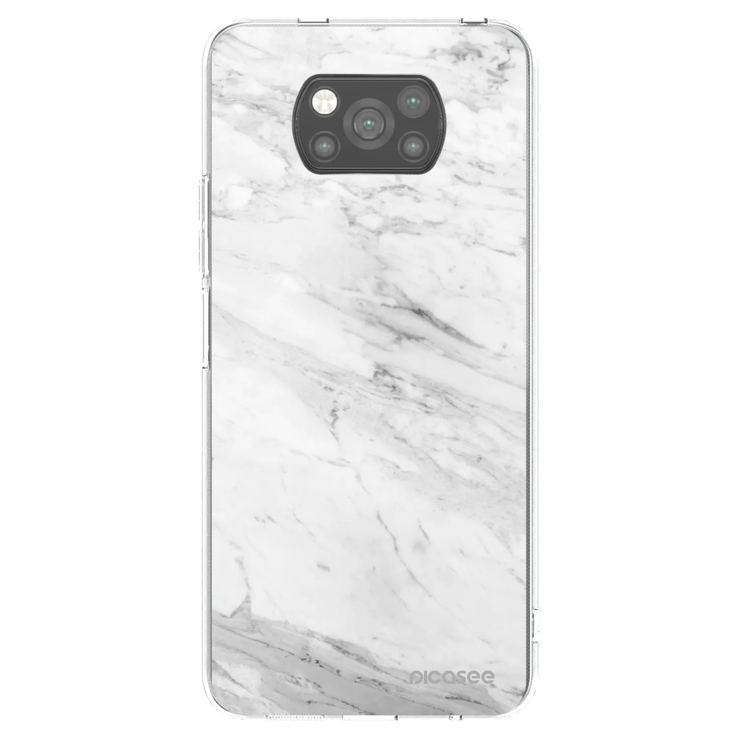 Picasee silikonowe czarne etui na Xiaomi Poco X3 - White marble