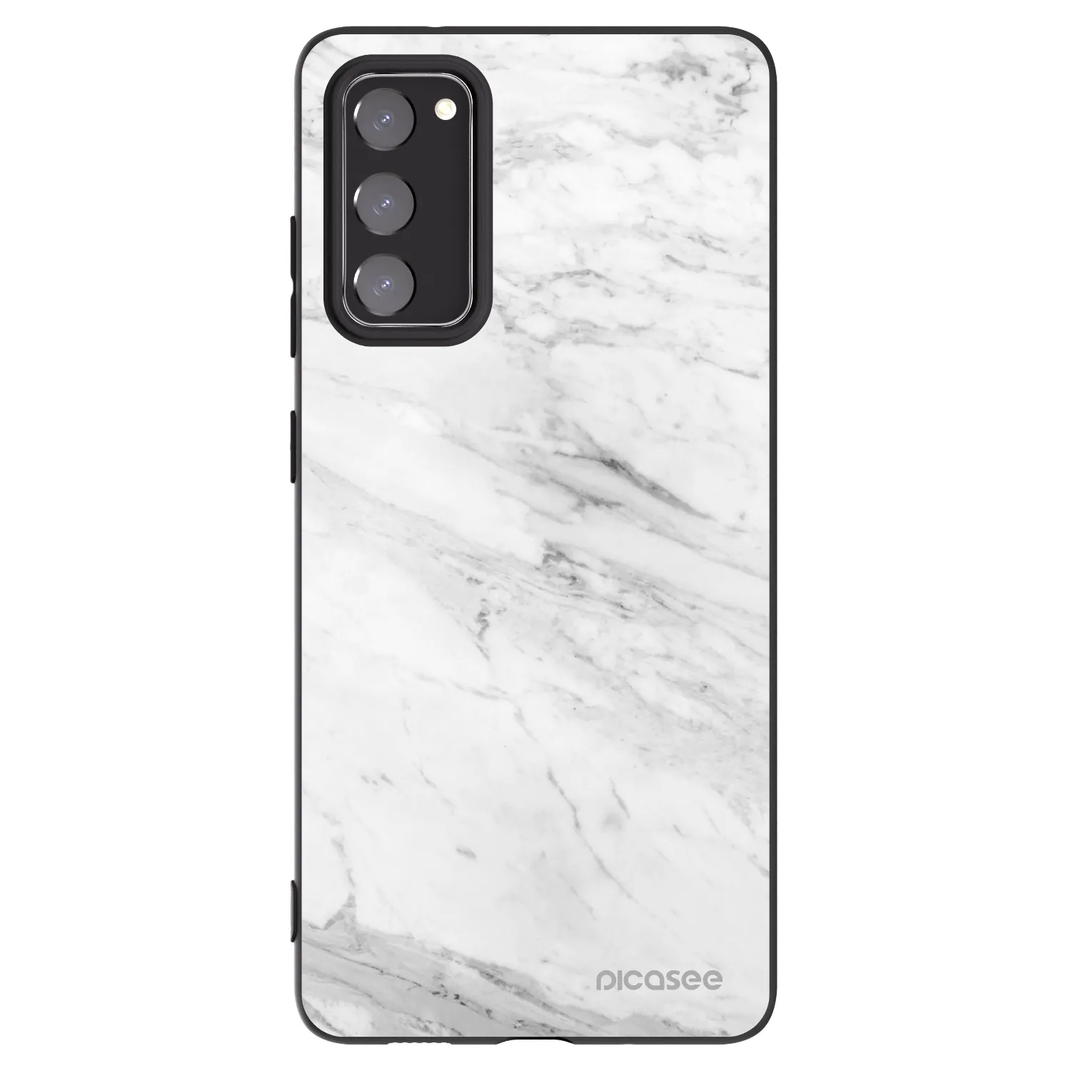 Picasee silikonowe czarne etui na Samsung Galaxy S20 FE - White marble