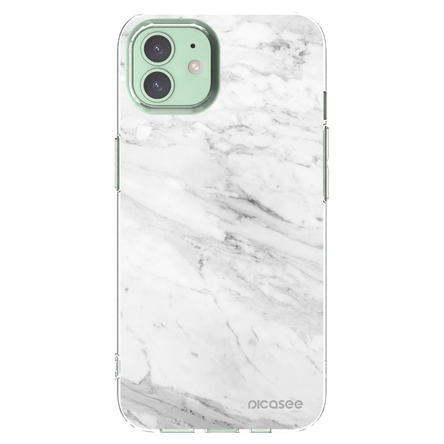 Picasee silikonowe przeźroczyste etui na Apple iPhone 12 - White marble