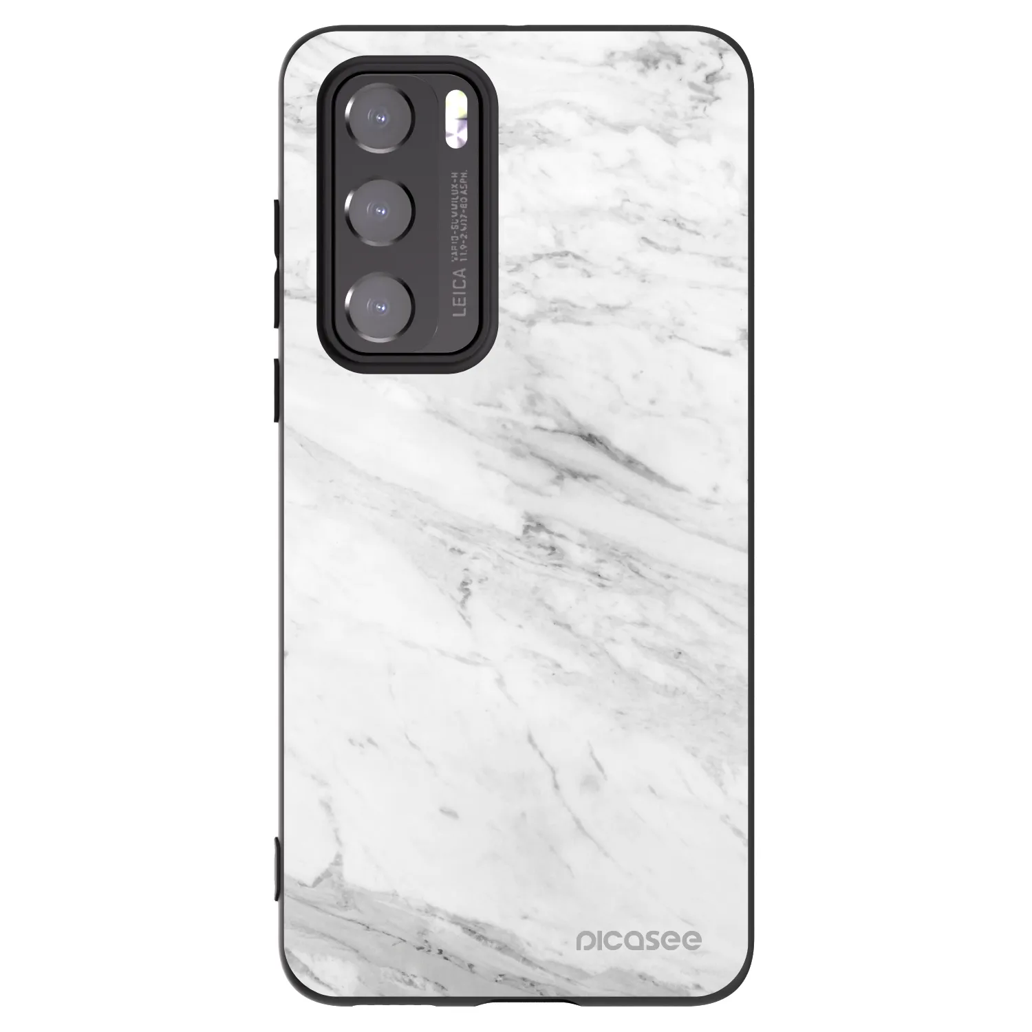 Picasee silikonowe czarne etui na Huawei P40 - White marble