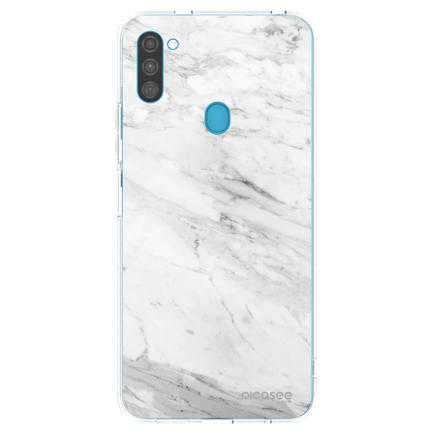 Picasee silikonowe przeźroczyste etui na Samsung Galaxy M11 - White marble