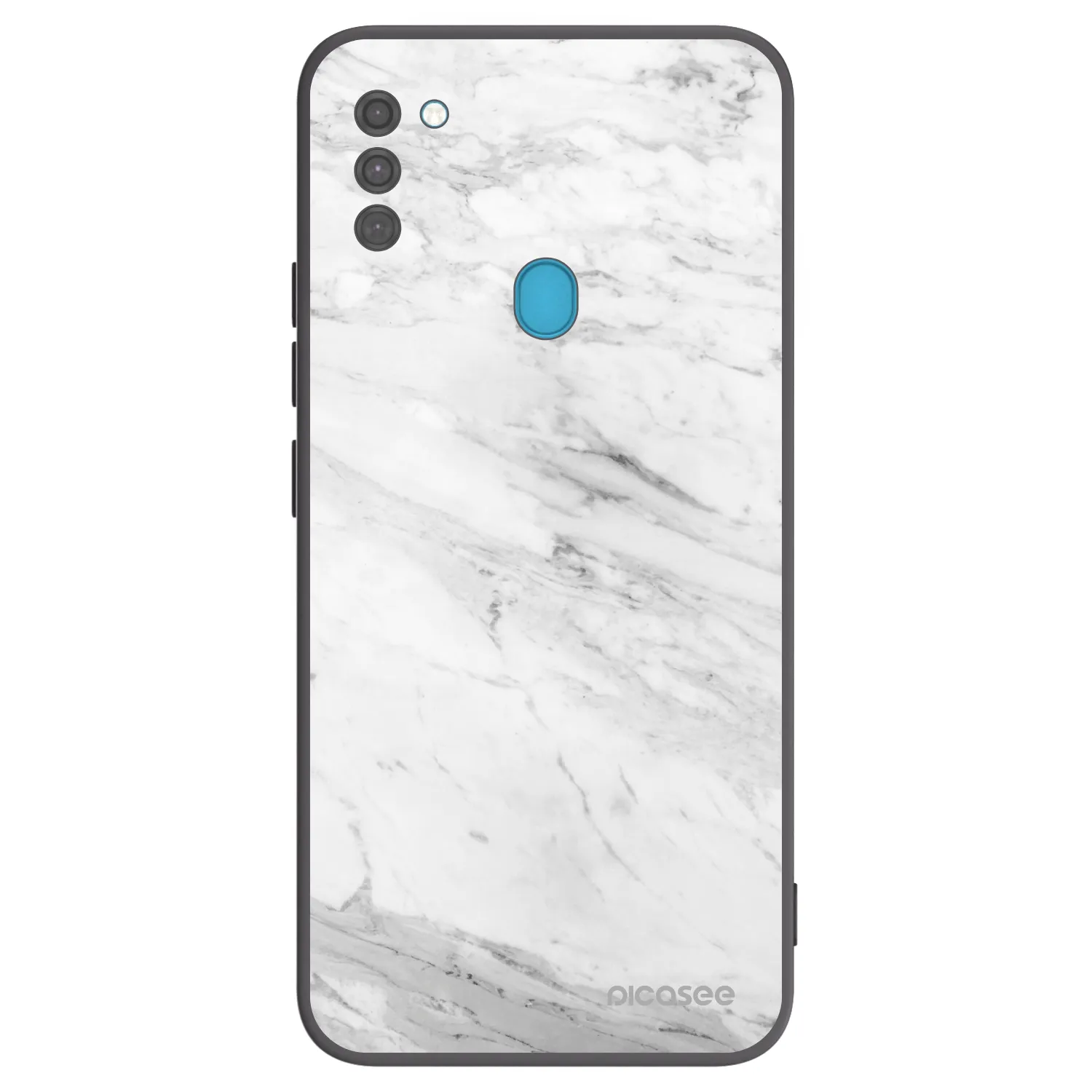 Picasee silikonowe czarne etui na Samsung Galaxy M11 - White marble