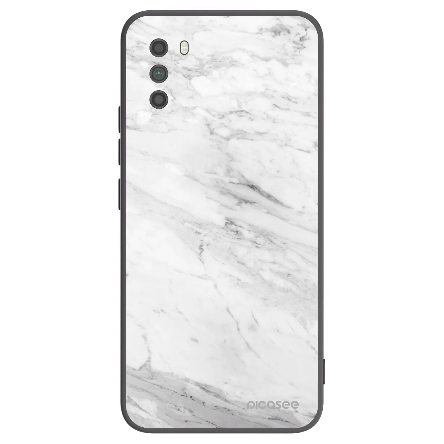 Picasee silikonowe czarne etui na Xiaomi Poco M3 - White marble