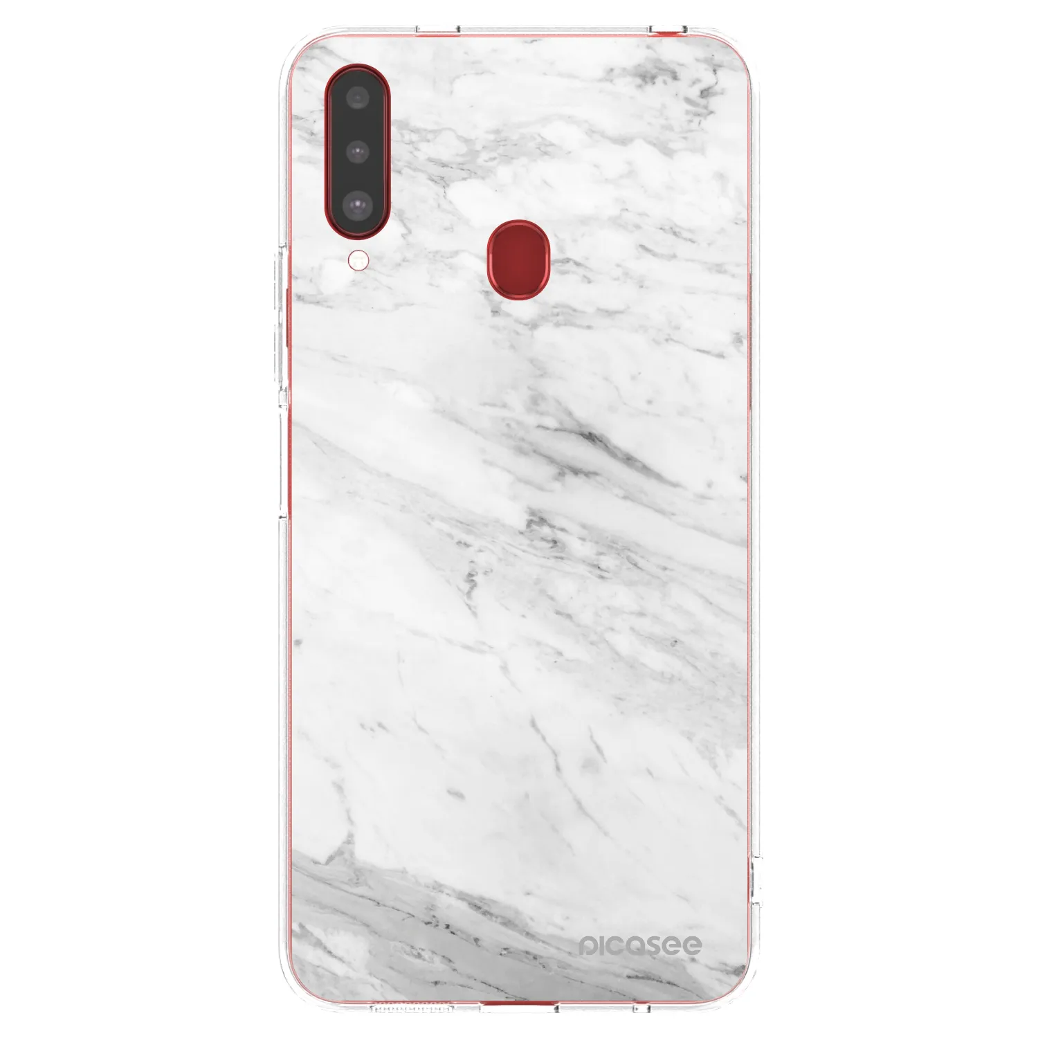 Picasee silikonowe przeźroczyste etui na Samsung Galaxy A20s - White marble