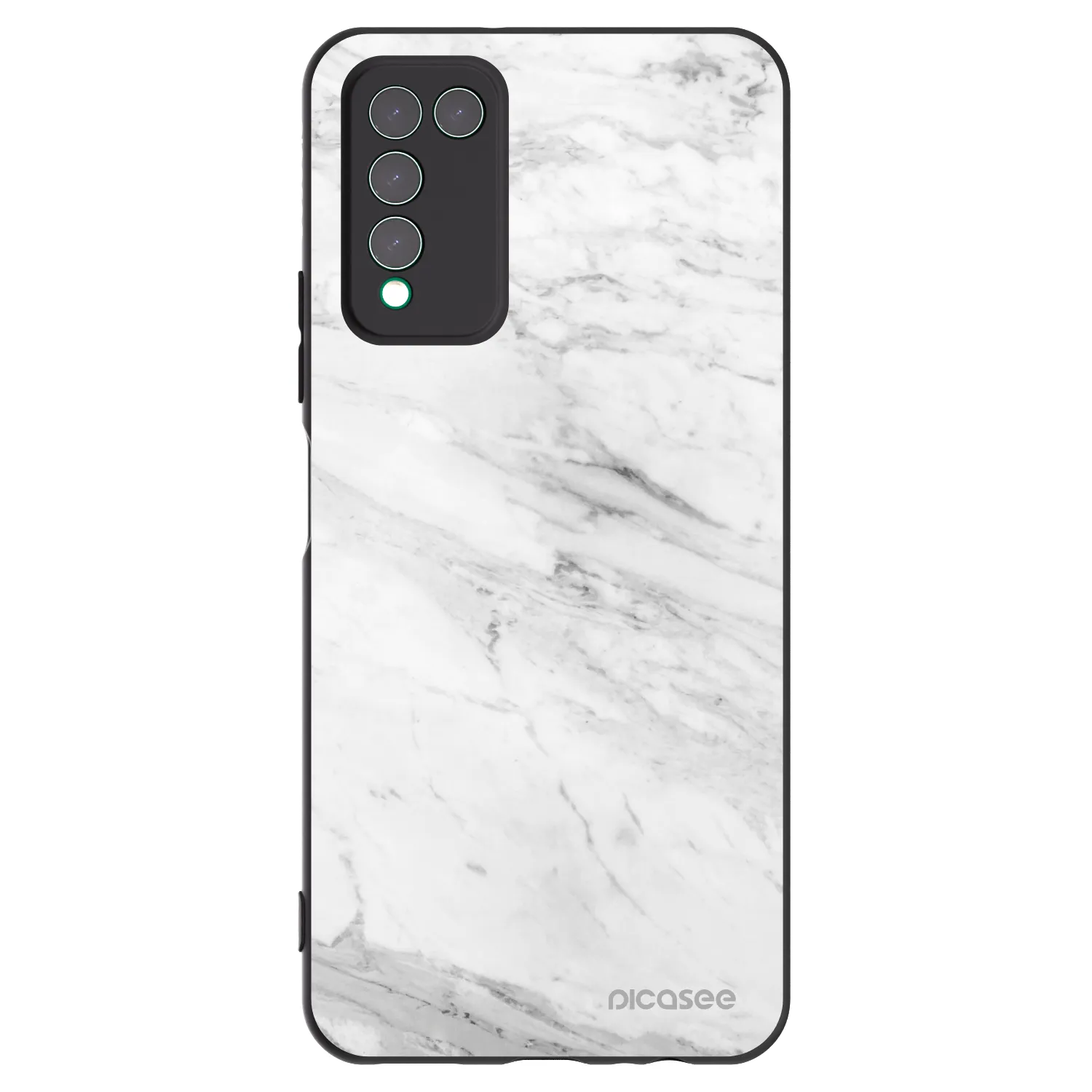 Picasee silikonowe czarne etui na Honor 10X Lite - White marble