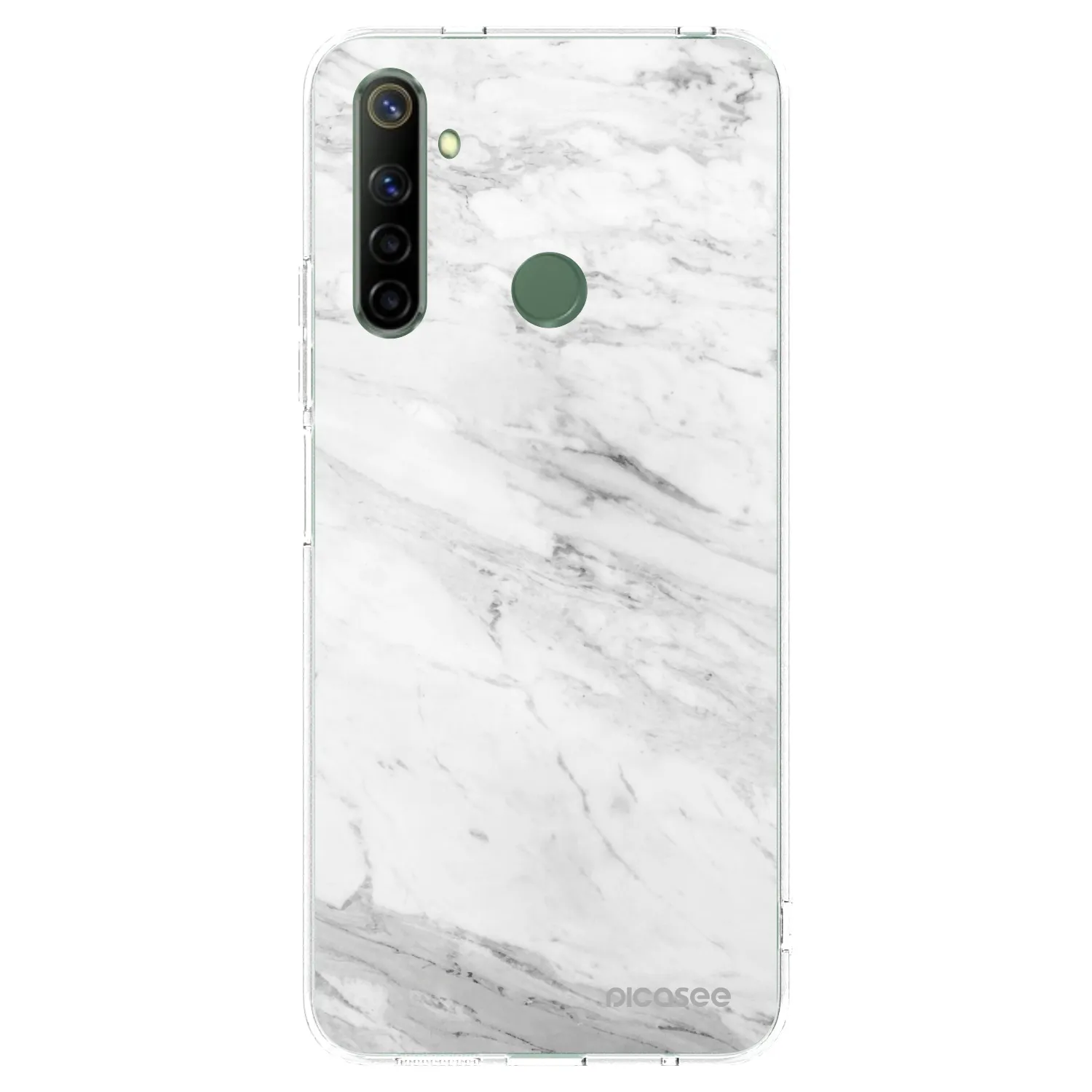 Picasee silikonowe przeźroczyste etui na Realme 6i - White marble
