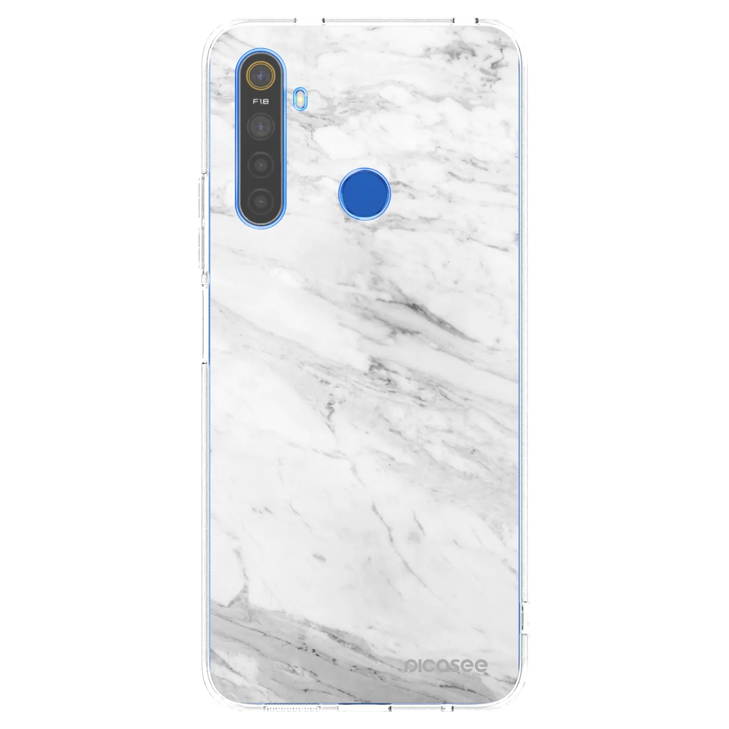 Picasee silikonowe przeźroczyste etui na Realme 5 - White marble
