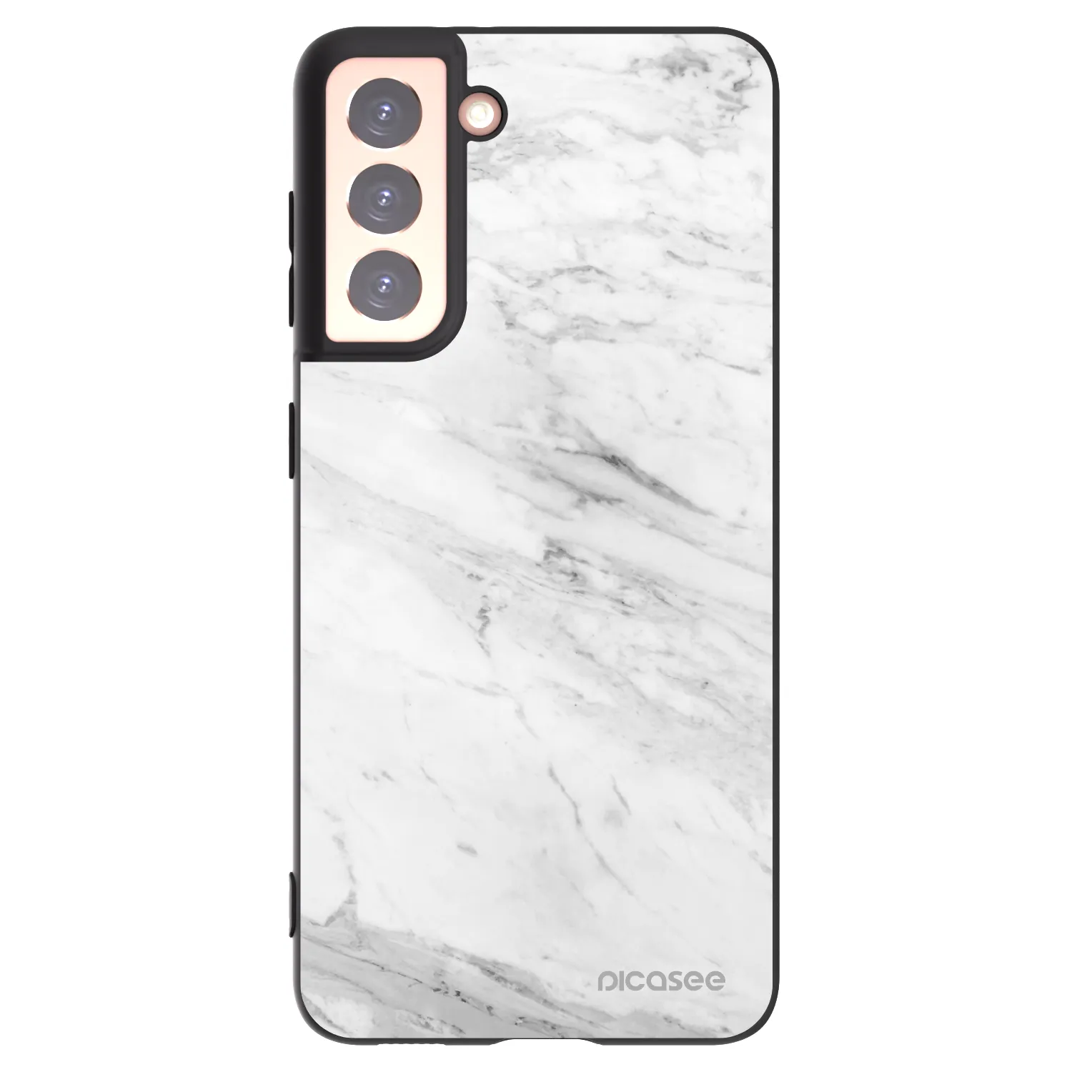 Picasee silikonowe czarne etui na Samsung Galaxy S21 5G G991B - White marble
