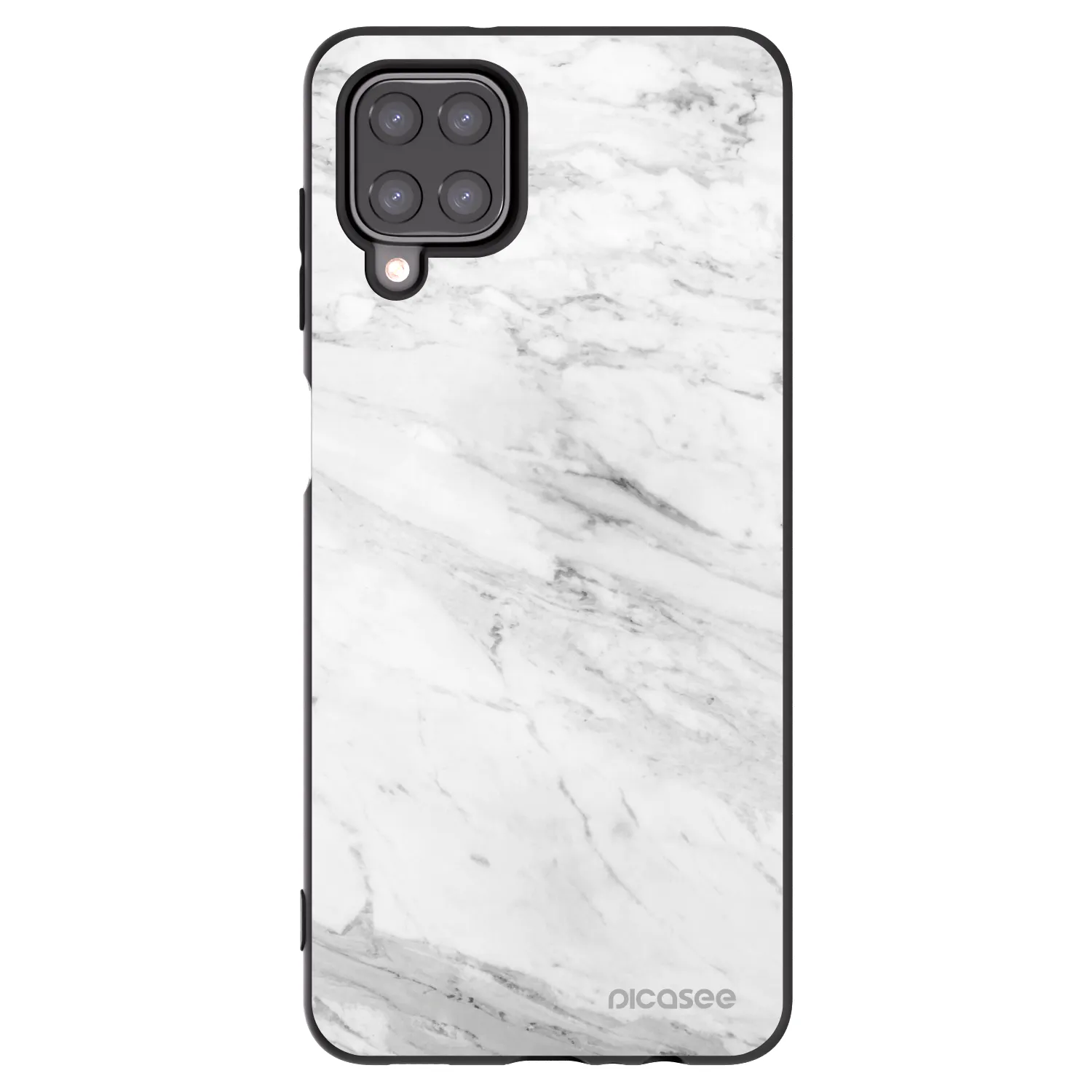 Picasee silikonowe czarne etui na Samsung Galaxy A12 A125F - White marble
