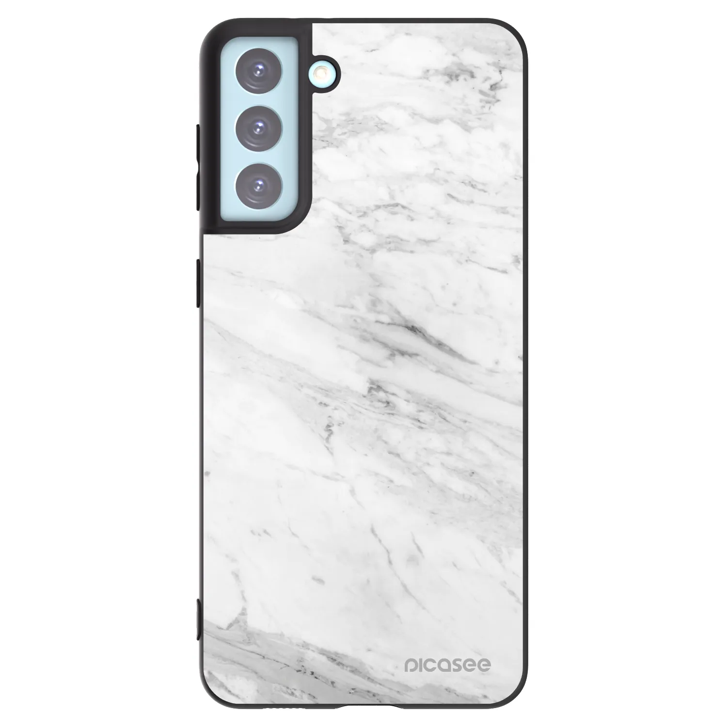 Picasee silikonowe czarne etui na Samsung Galaxy S21+ 5G G996F - White marble