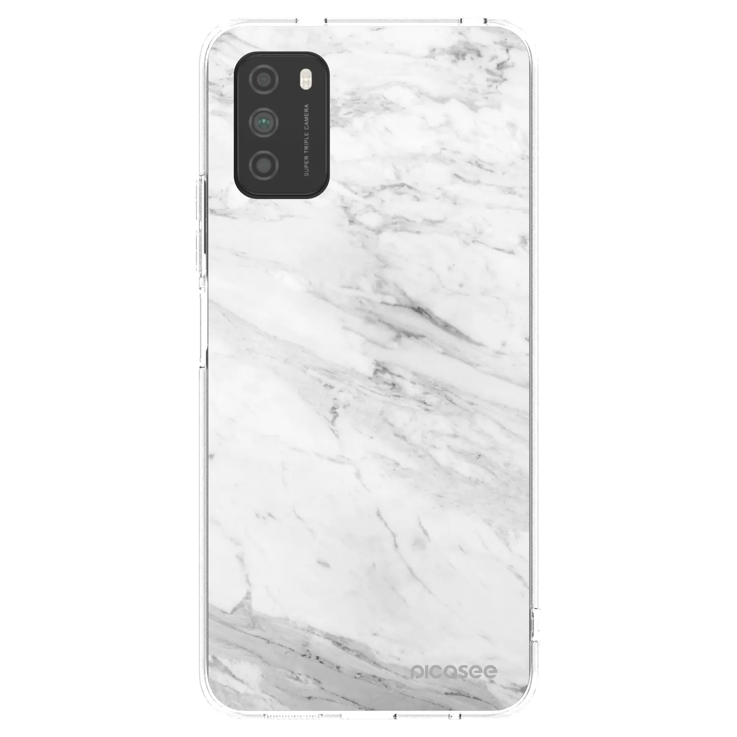 Picasee silikonowe przeźroczyste etui na Xiaomi Poco M3 - White marble