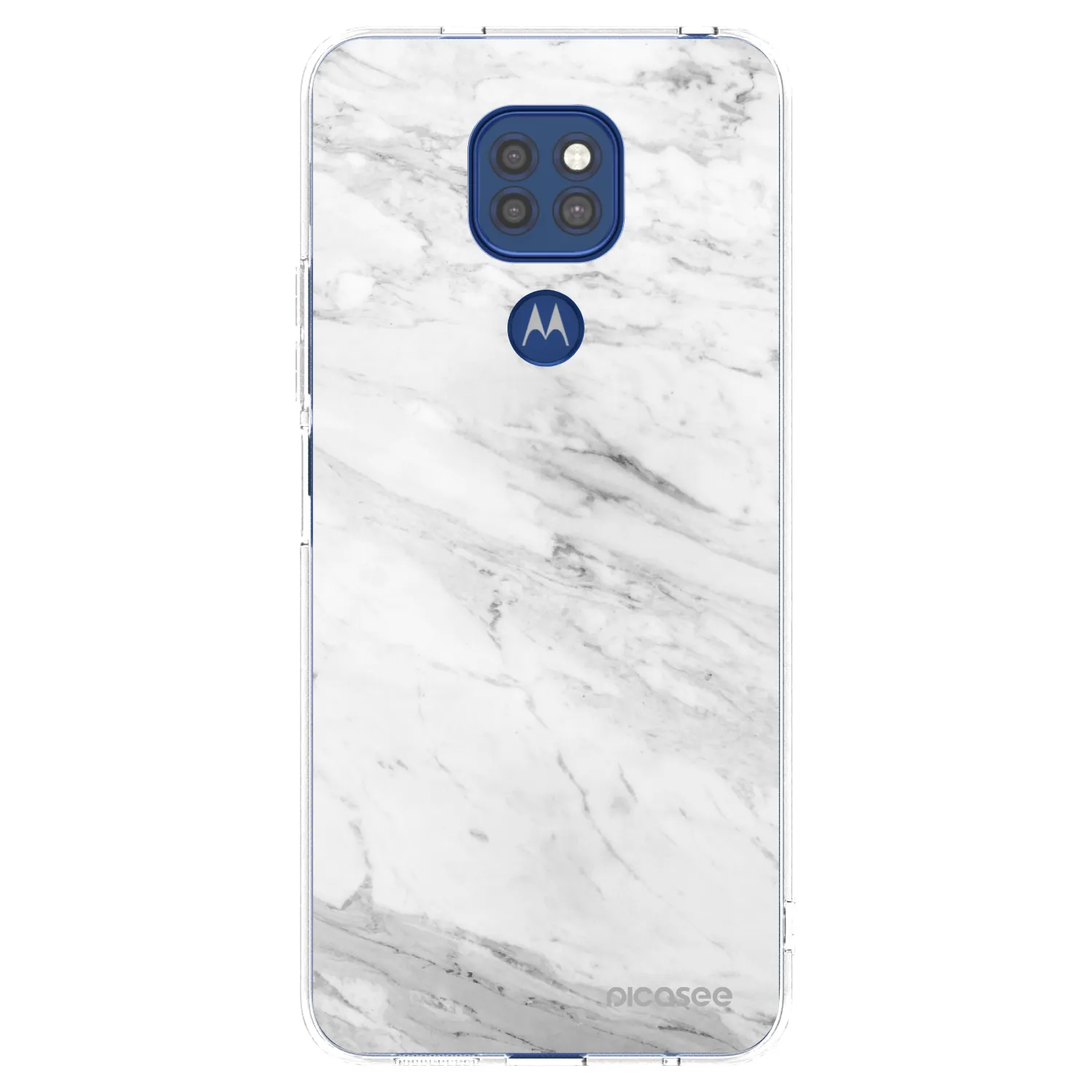 Picasee silikonowe przeźroczyste etui na Motorola Moto G9 Play - White marble