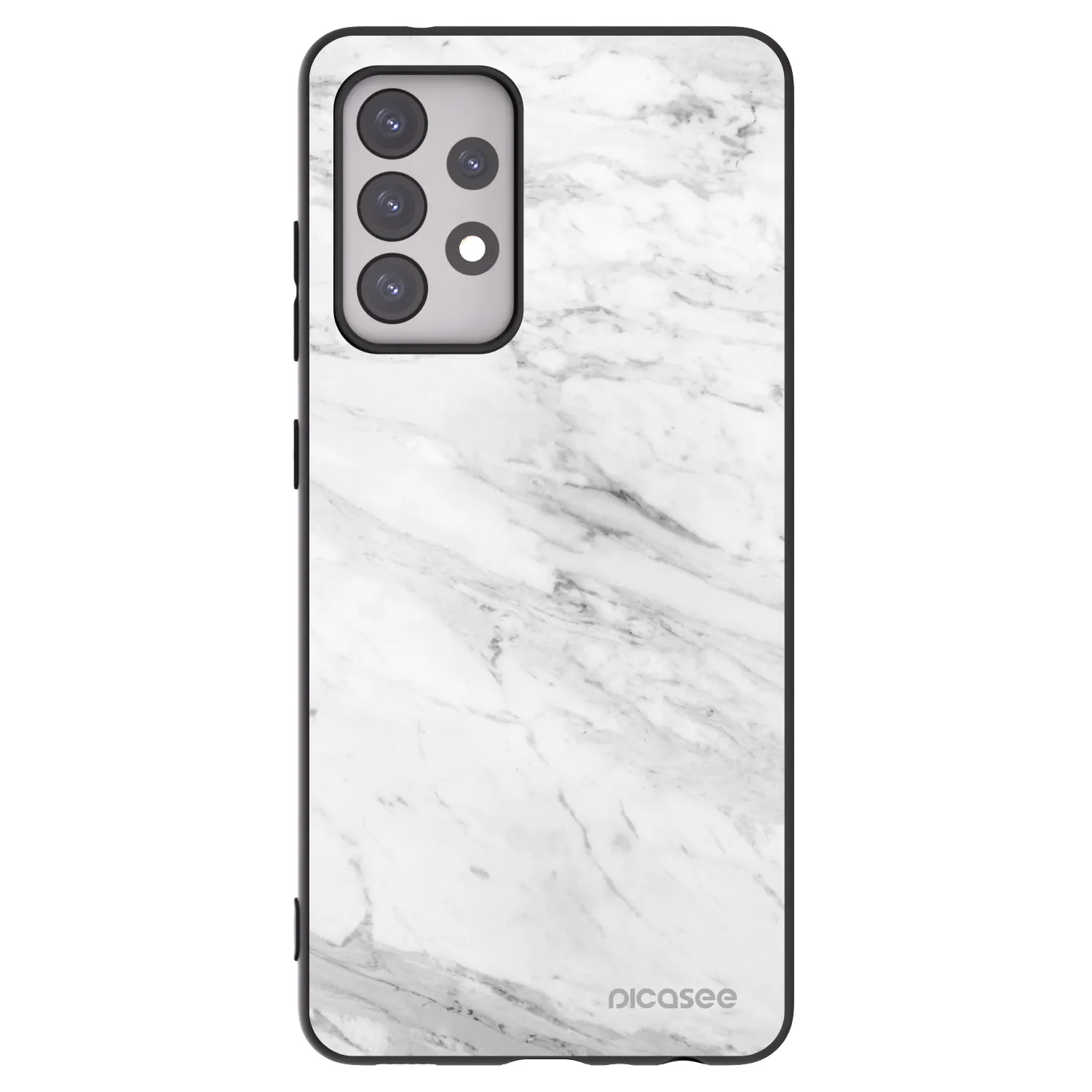 Picasee silikonowe czarne etui na Samsung Galaxy A52 5G A525F - White marble