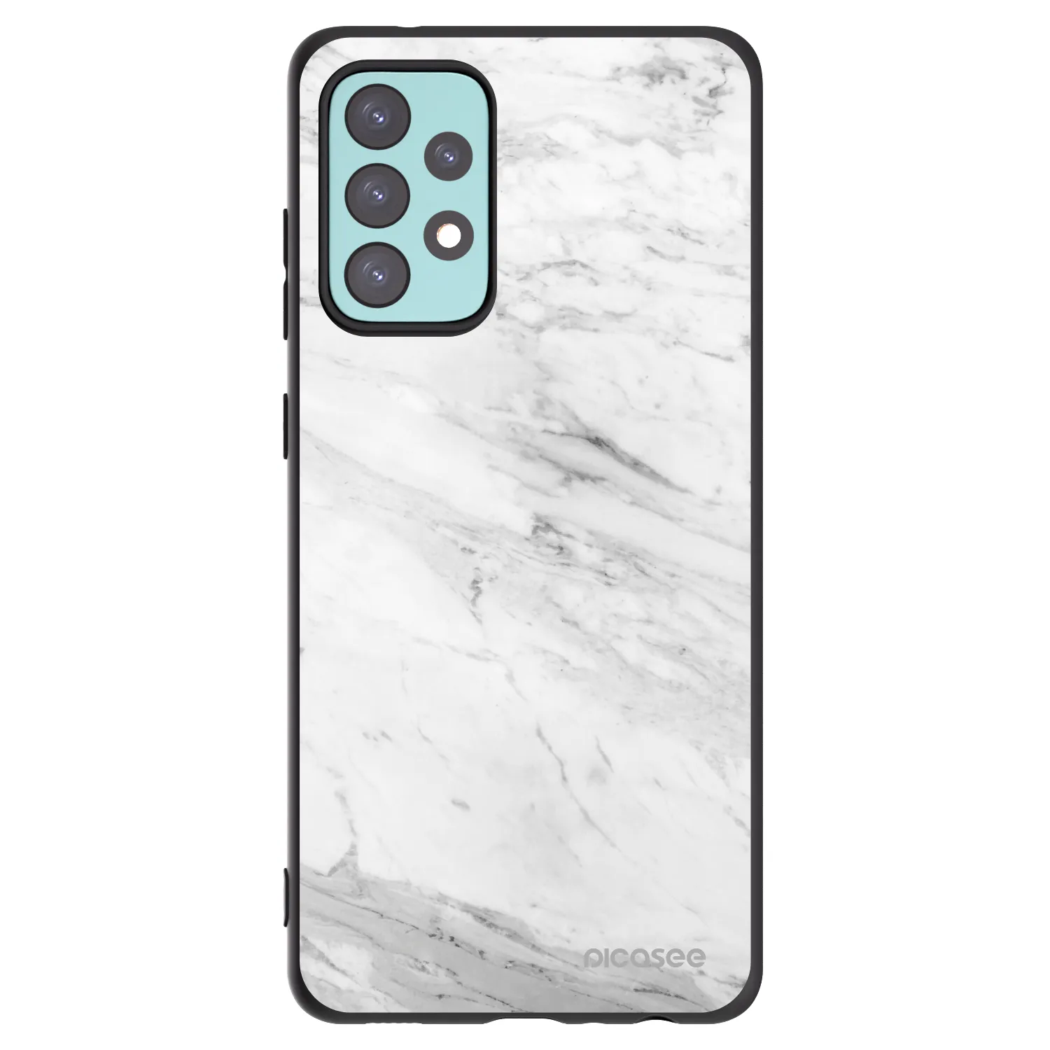 Picasee silikonowe czarne etui na Samsung Galaxy A72 A725F - White marble
