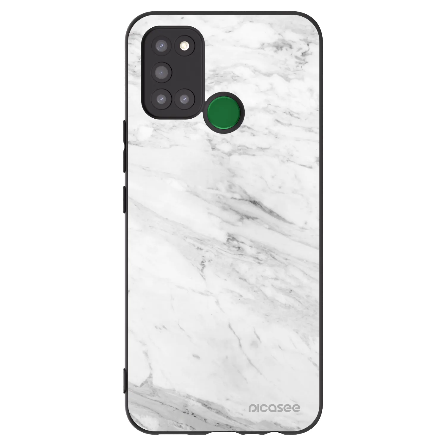 Picasee silikonowe czarne etui na Realme 7i - White marble