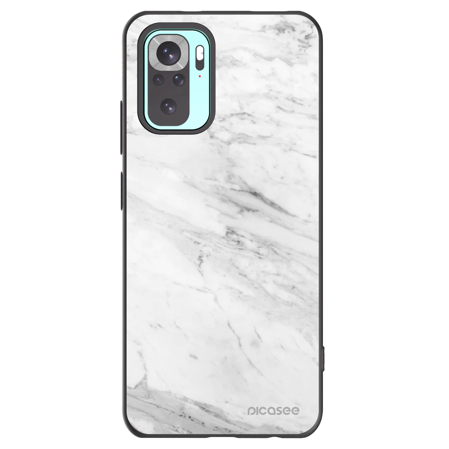 Picasee silikonowe czarne etui na Xiaomi Redmi Note 10 Pro - White marble