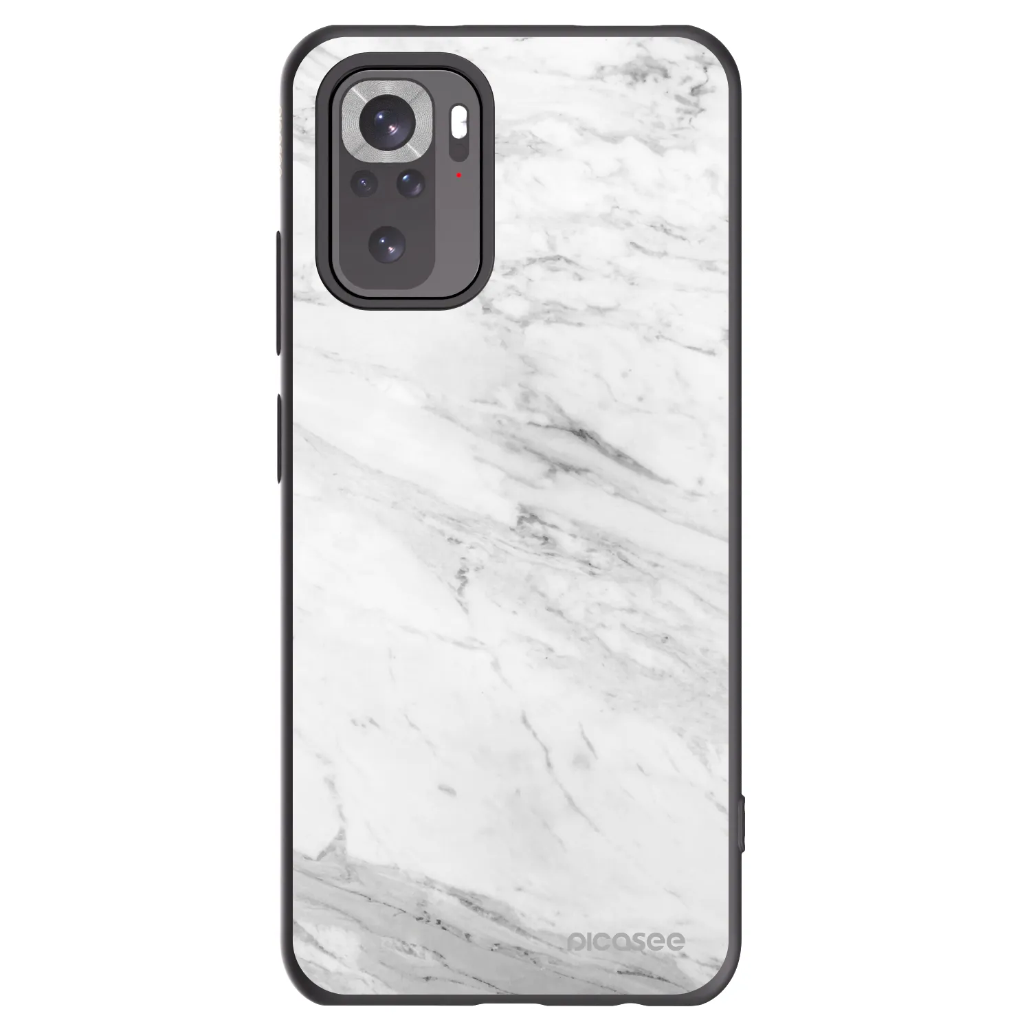 Picasee silikonowe czarne etui na Xiaomi Redmi Note 10S - White marble